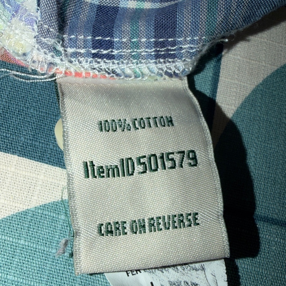 LL Bean Madras Plaid Patchwork Button Down Sz. La… - image 12